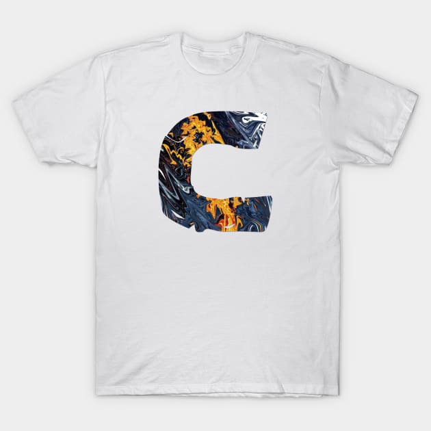 C - FONT - FIRE BLUE T-Shirt by Ginta Art Abstract 